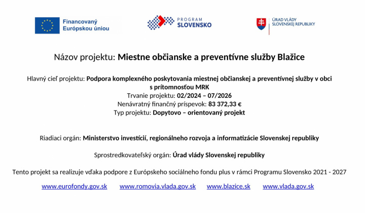 Fotka - Miestne občianske a preventívne služby Blažice