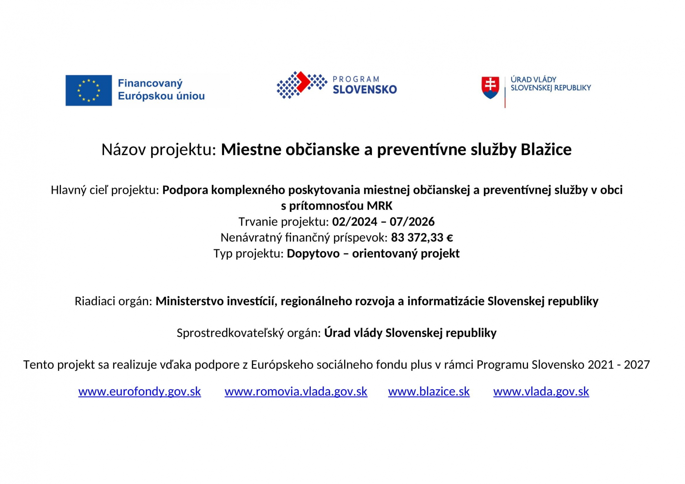 Fotka - Miestne občianske a preventívne služby Blažice
